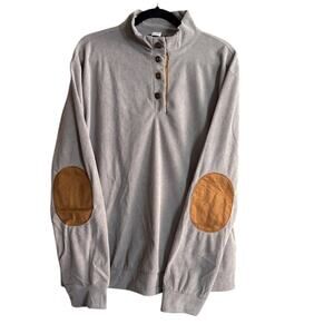 New Large Men's Grey Corduroy Stand Up Collar Long Sleeve Shirt